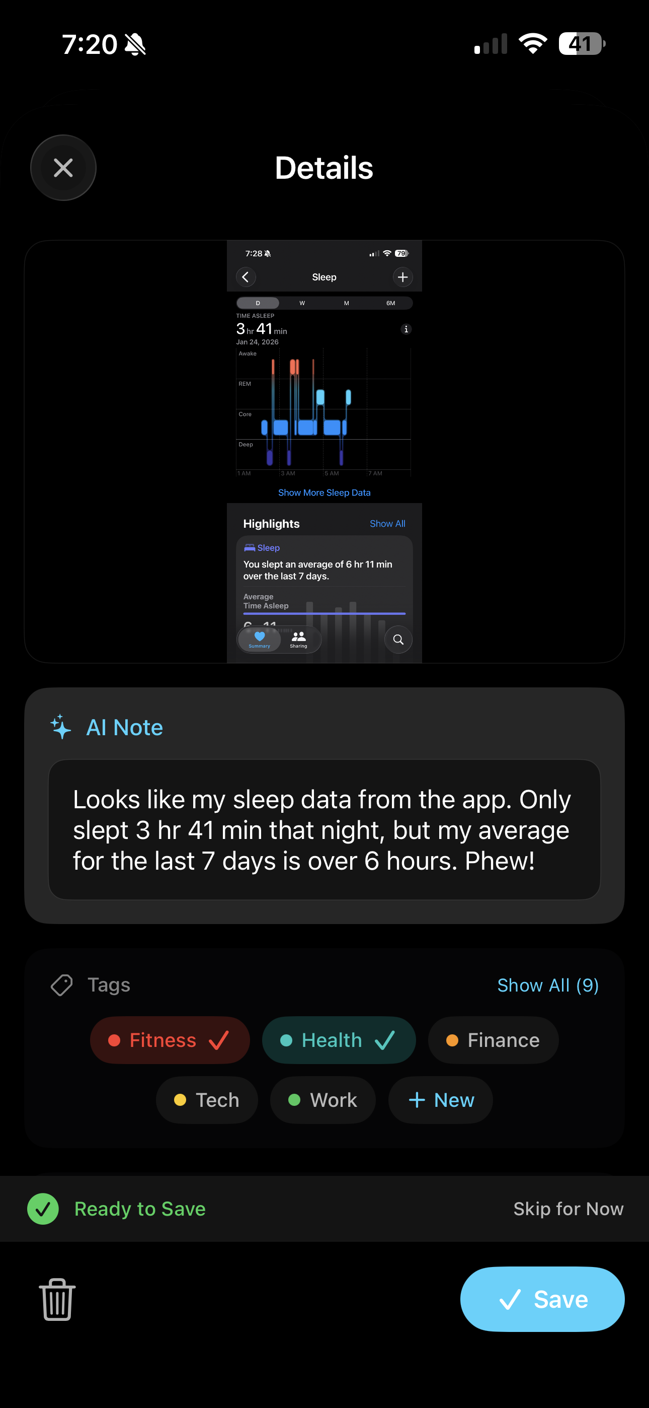 AI-generated notes and smart tagging