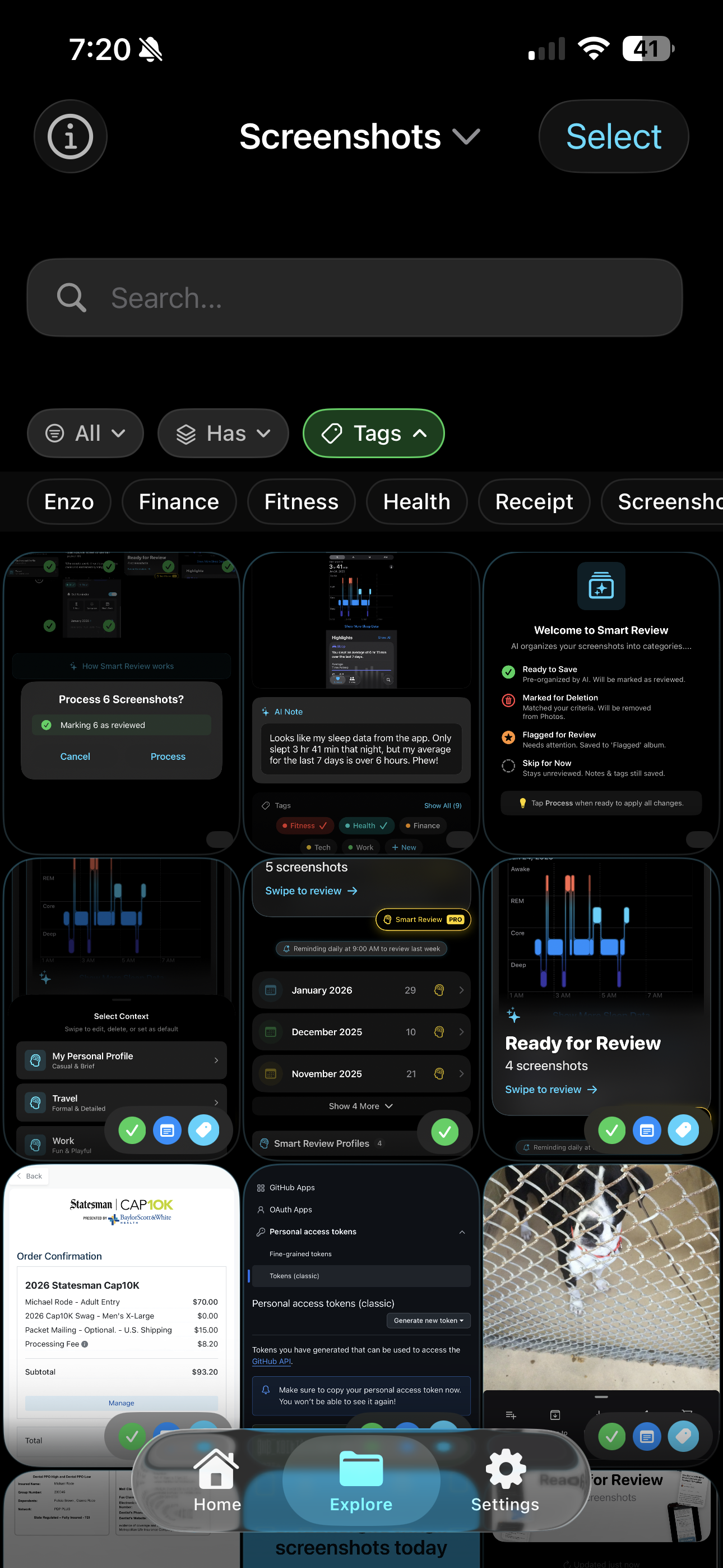 Search and explore screenshots