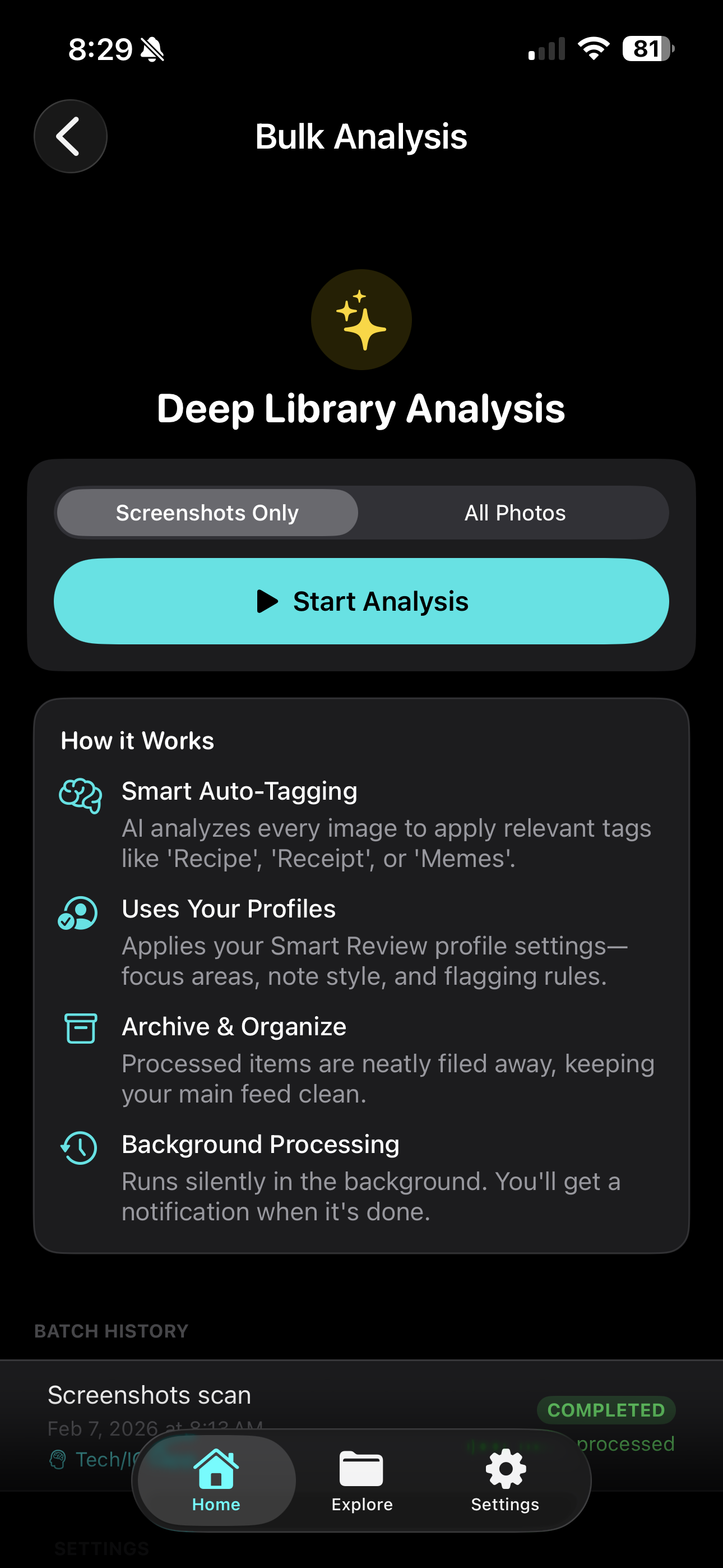 Deep Library Analysis batch processing