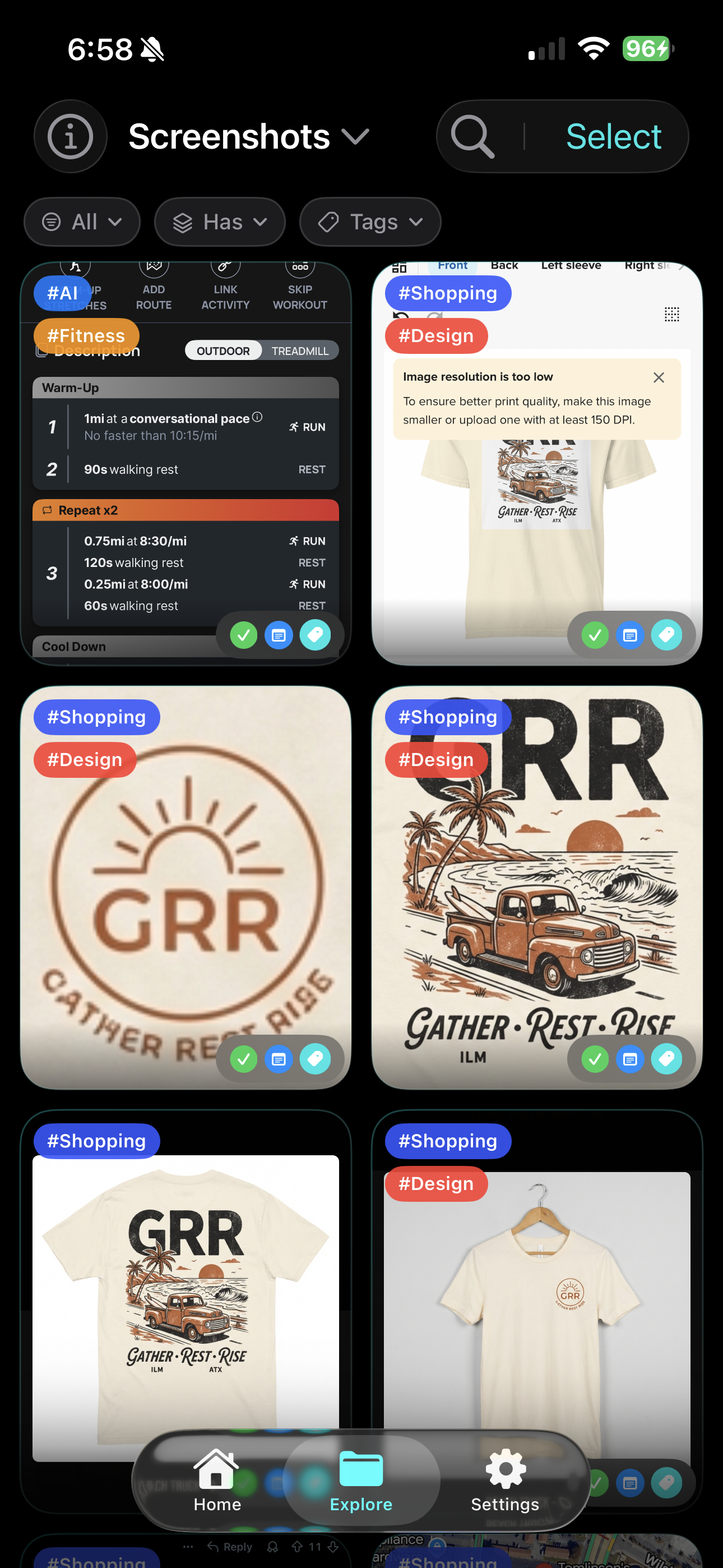 Screenshot Swipe — Home View showing daily review queue